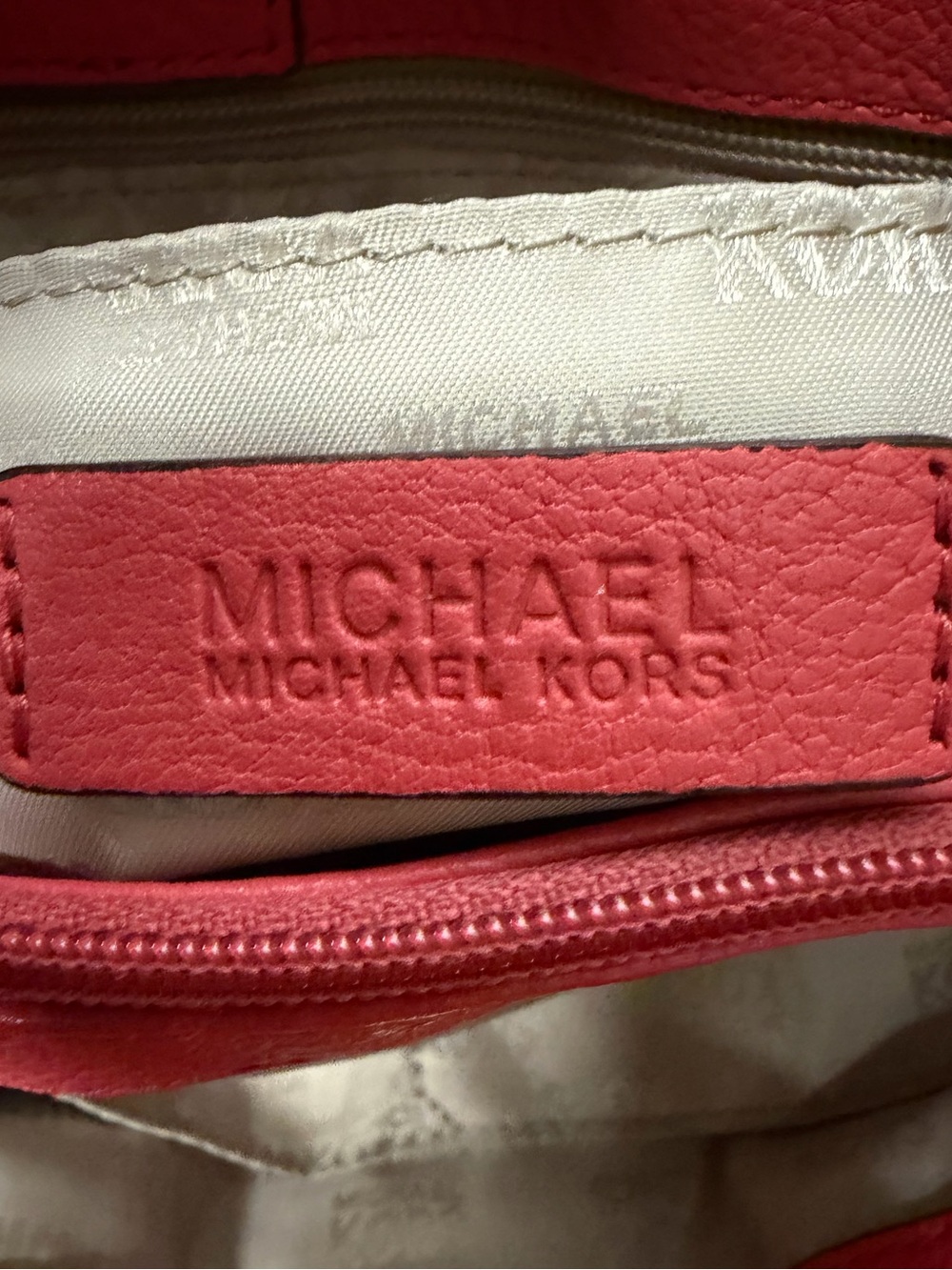Michael Kors Salmon Pink Leather Chain Tote MK Logo Bag - Picture 10 of 10